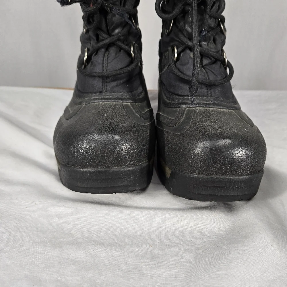 Sorel Boots Womens 8 Snowlion Waterproof Felt Lined Black Tall Snow Mid Calf
